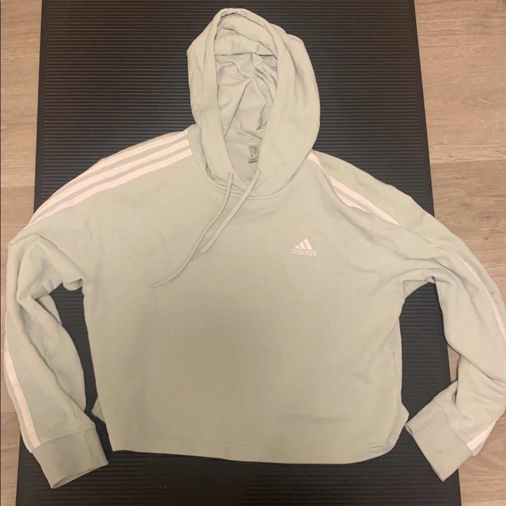 Adidas Mint Green Hoodie with classic white stripes